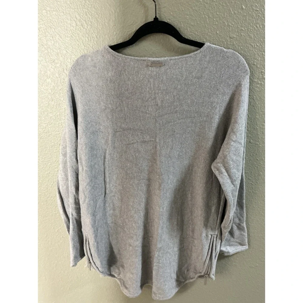 Michael Kors Sweater Womens Large Gray Excellent Side Zip High Low Knit Pullover
